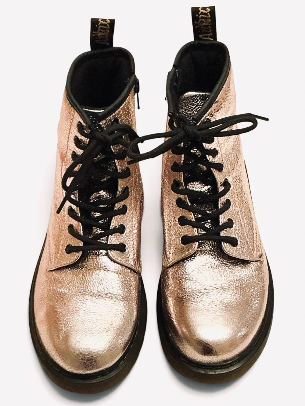 Dr.Martens 1460 Rose Pink Disco Crinkle Metallic Leather Boots Youth Size US 5
